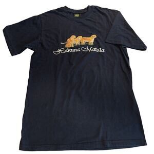 Hakuna Matata Kenya Embroidered Leopard tShirt Women's Sz L Black 100% Cotton